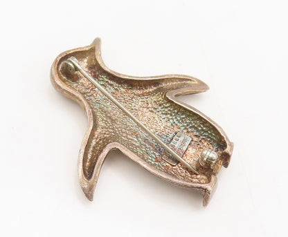 BREAKELL 925 Silver  Vintage Solid Carved Walking Penguin Brooch Pin  BP10386
