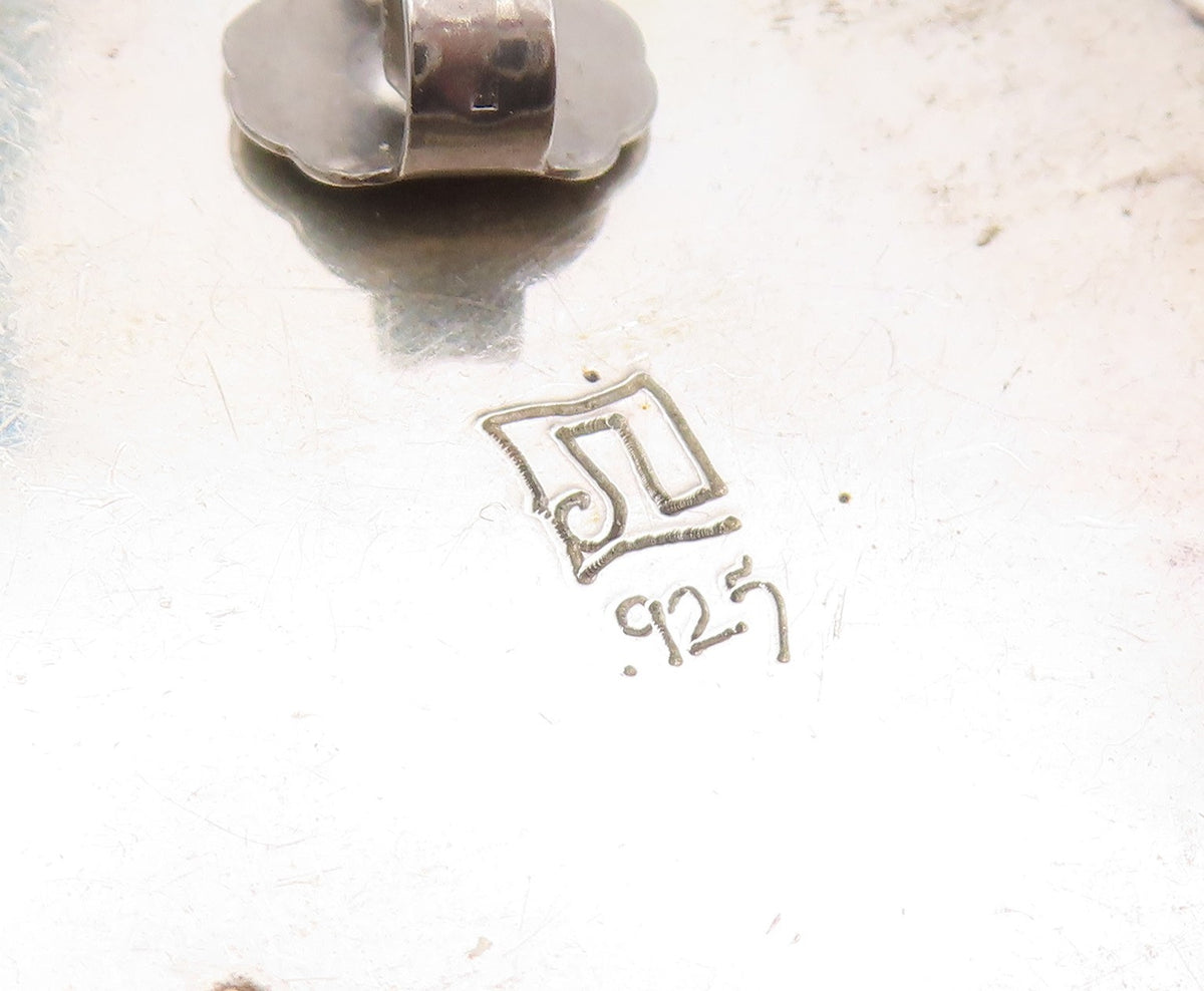 925 Sterling Silver Vintage Earrings Designer Brutalist Carved  EG13509