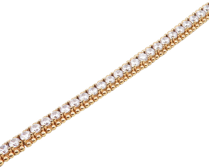 925 Sterling Silver  Cubic Zirconia Rose Gold Plated Chain Bracelet  BT7006