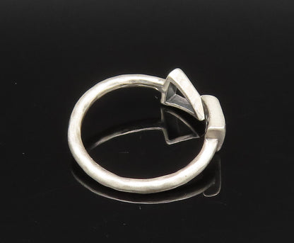 SATYA 925 Silver Vintage Engraved Single Topaz Triangle Ring Sz 7 RG25718