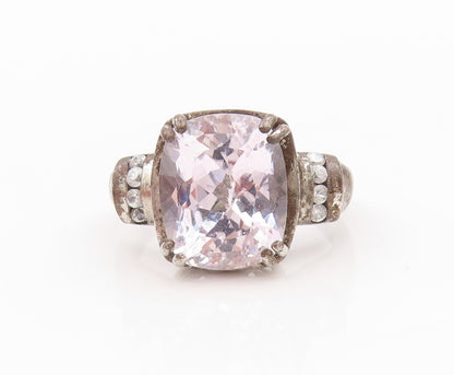 925 Sterling Silver Vintage Ring Antique Dark Tone 2 Tone CZ   Sz 8  RG31781