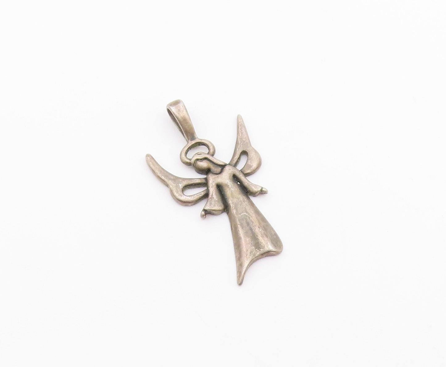 925 Sterling Silver  Vintage Angel Woman With Gown Pendant  PT21129