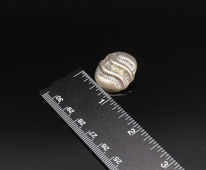 MEXICO 925 Silver  Vintage Etched Wavy Ribbed Non Pierced Earrings  EG12030