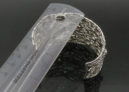 925 Silver Vintage Topaz Peridot & Multi Stone Sculpted Cuff Bracelet BT8996