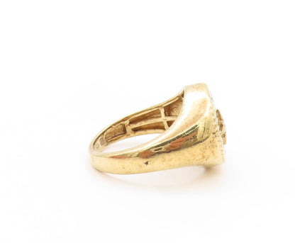 925 Sterling Silver Vintage Ring Gold Plated CZ Inlay Moon & Star  Sz 7  RG32771