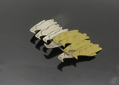MEXICO 925 Sterling Silver  Vintage Two Tone Penguins Brooch Pin  BP8628