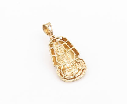 925 Sterling Silver Vintage Pendant Gold Plated CZ Egyptian King Pharaoh PT23985