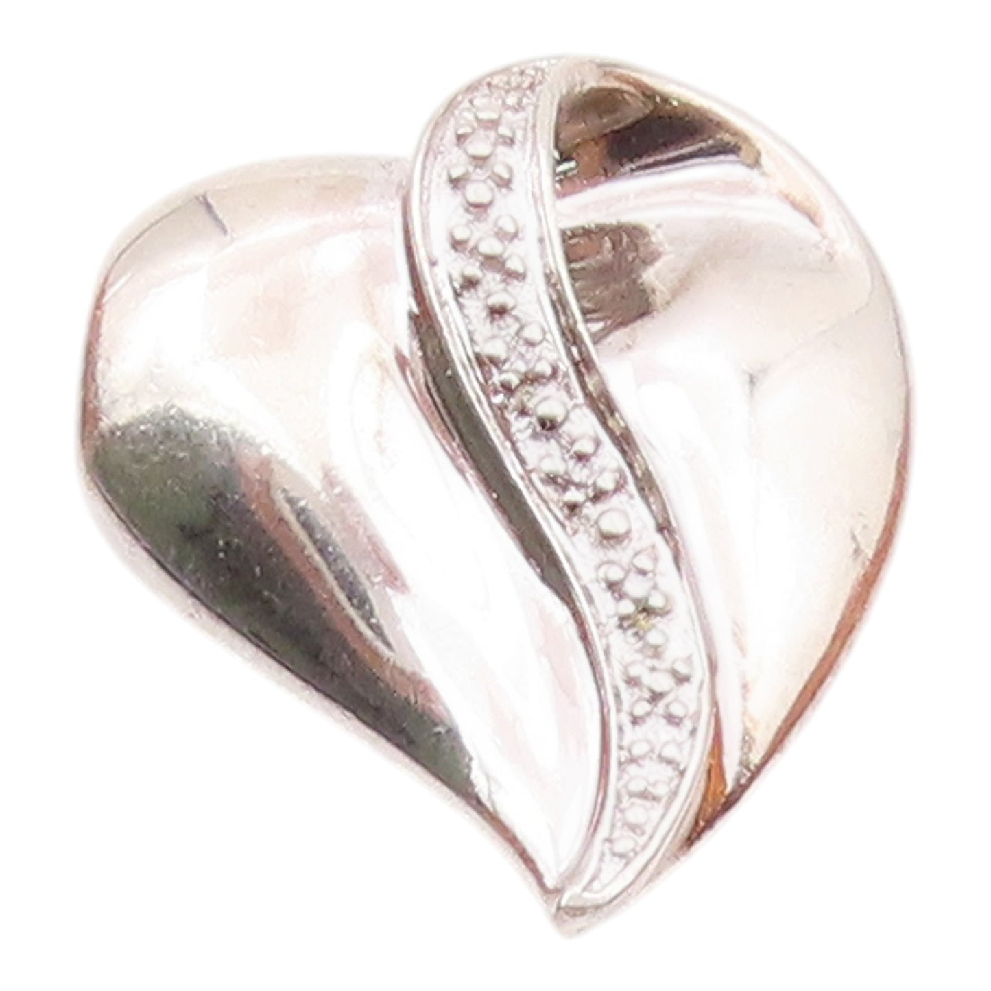 925 Sterling Silver  Vintage Genuine Diamonds Love Heart Pendant  PT18203