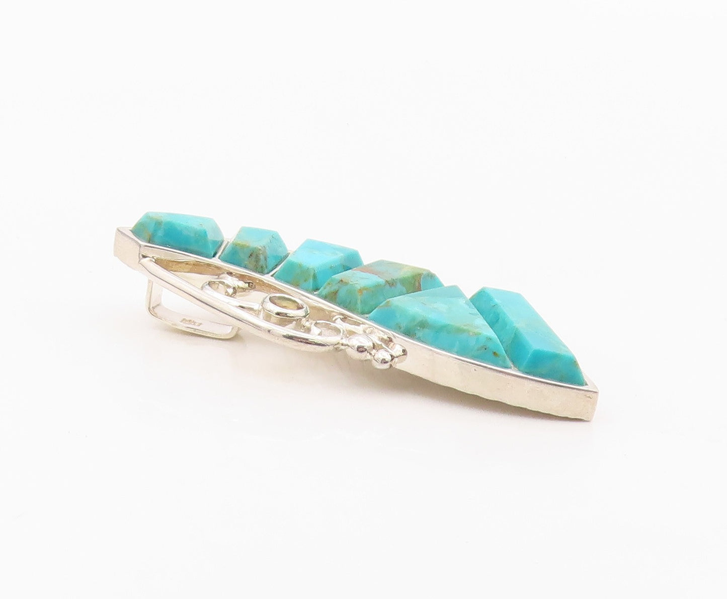925 Sterling Silver Vintage Pendant DTR JAY KING Turquoise & Citrine  PT26355