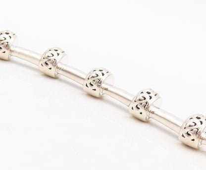 14k Gold 925 Sterling Silver Vintage Necklace KRYPELL Swirly Carved Bead  NE4352