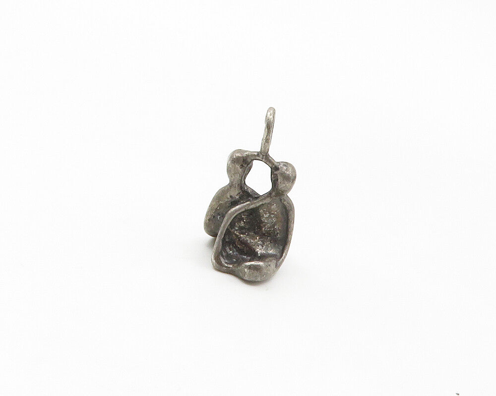 925 Sterling Silver  Vintage Modernist Sculpted Sitting Couple Pendant PT13473