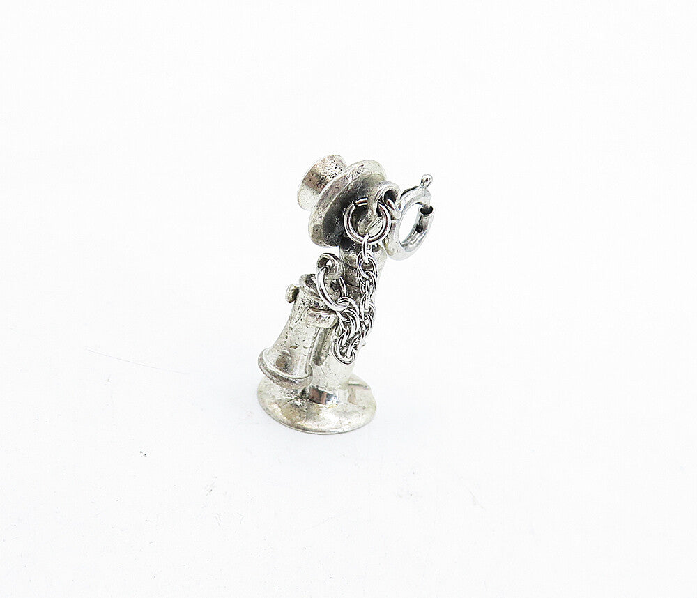 925 Sterling Silver  Vintage Petite Old Fashioned Telephone Pendant  PT3930