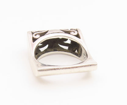 925 Sterling Silver Vintage Ring Modernist Open Scroll Bar Band  Sz 7  RG35497