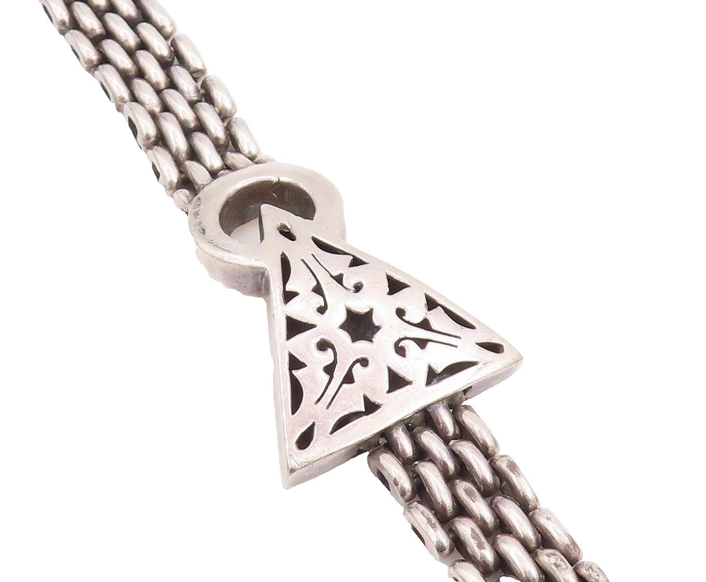 925 Sterling Silver Vintage Bracelet Intricate Geometric Woven Chain  BT11832