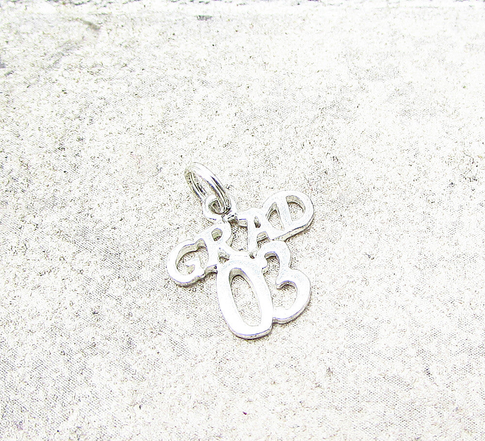 925 Sterling Silver  2003 Graduation Charm Pendant  PT1762