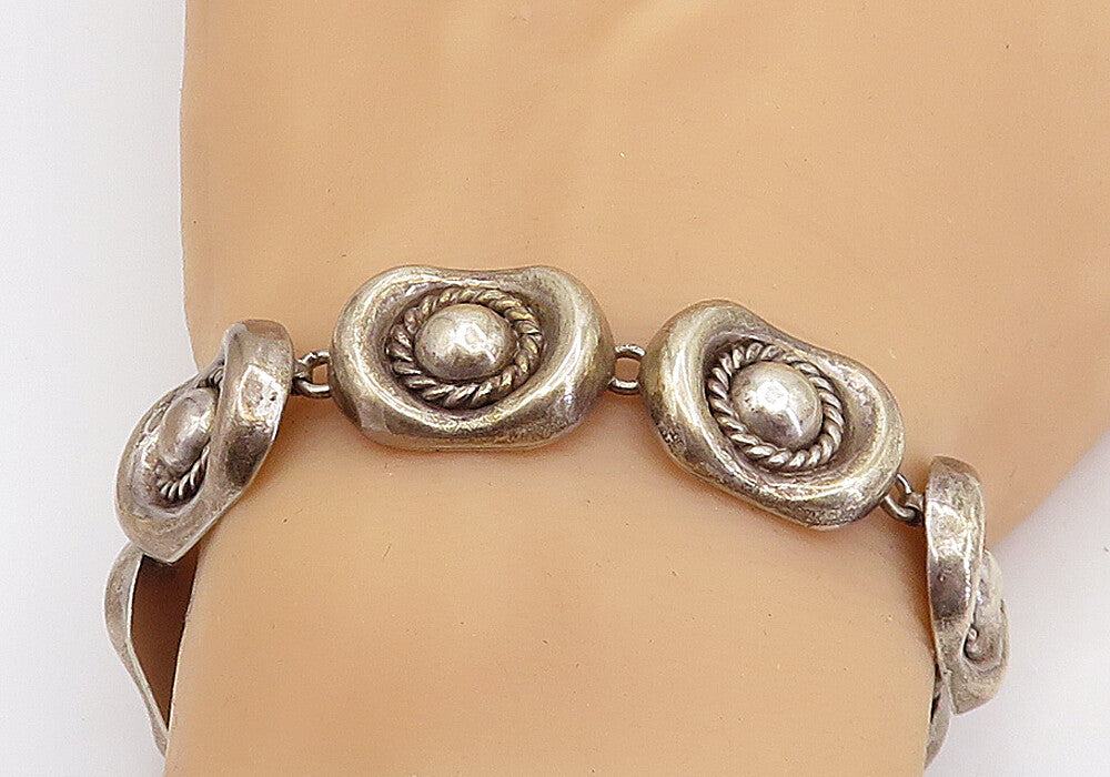 ZINA 925 Sterling Silver  Vintage Dark Tone Twist Dome Chain Bracelet  BT1836