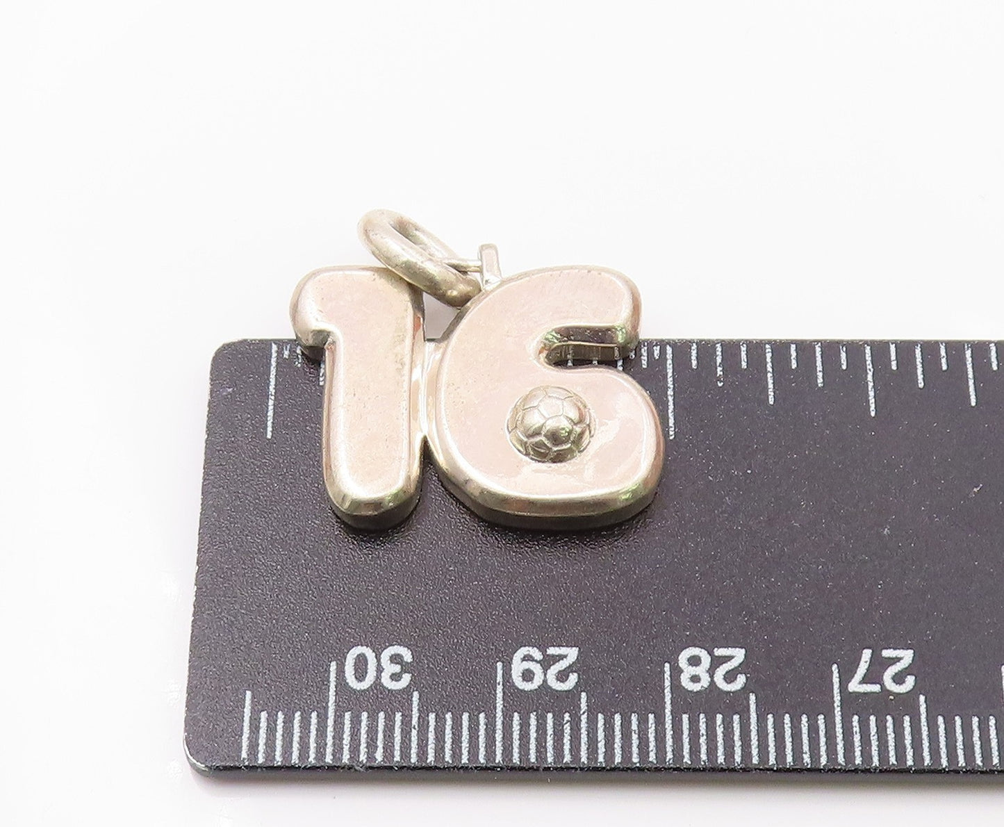 925 Sterling Silver  Vintage Sport Number 16 & Soccer Ball Pendant  PT19883