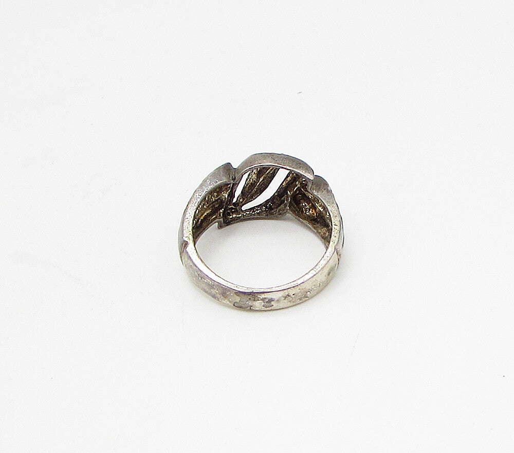 925 Sterling Silver  Vintage Dark Tone Etching Detail Band Ring Sz 7.5  RG3091