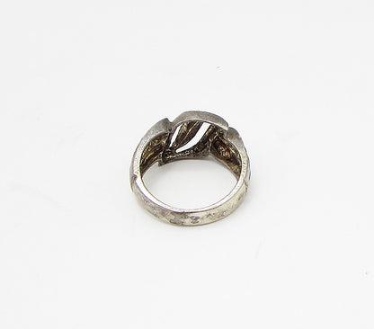 925 Sterling Silver  Vintage Dark Tone Etching Detail Band Ring Sz 7.5  RG3091