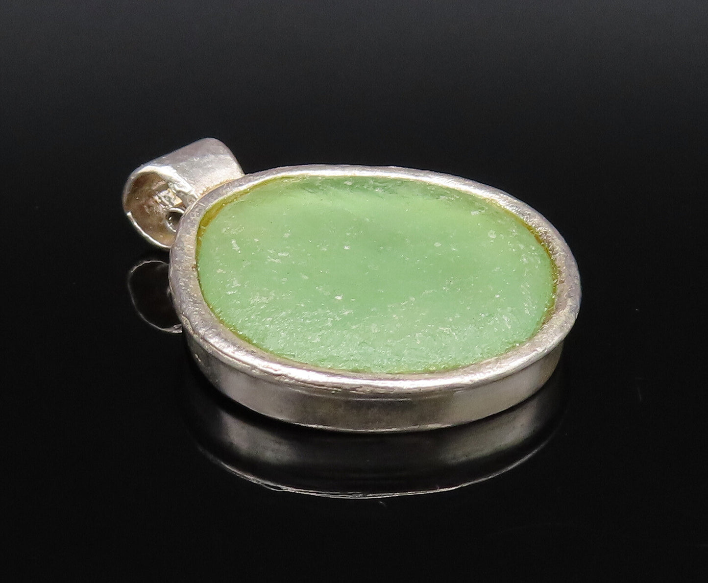 REVITAL ISRAEL 925 Silver  Vintage Green Roman Glass Drop Pendant  PT21827
