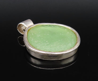 REVITAL ISRAEL 925 Silver  Vintage Green Roman Glass Drop Pendant  PT21827