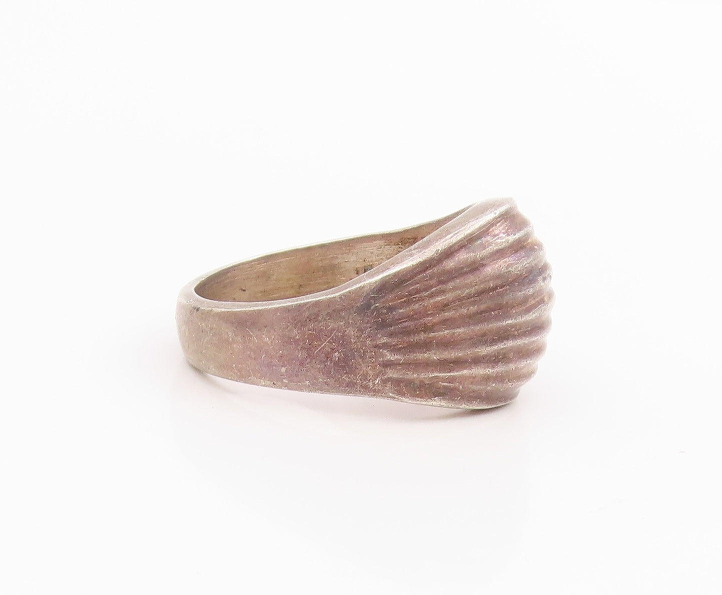 925 Sterling Silver Vintage Ring MEXICO Wavy Grooved Dome Band  Sz 8.5  RG34490