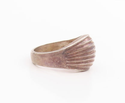 925 Sterling Silver Vintage Ring MEXICO Wavy Grooved Dome Band  Sz 8.5  RG34490