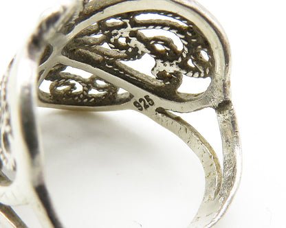 925 Sterling Silver  Vintage Twist Butterfly Motif Band Ring Sz 5  RG10321