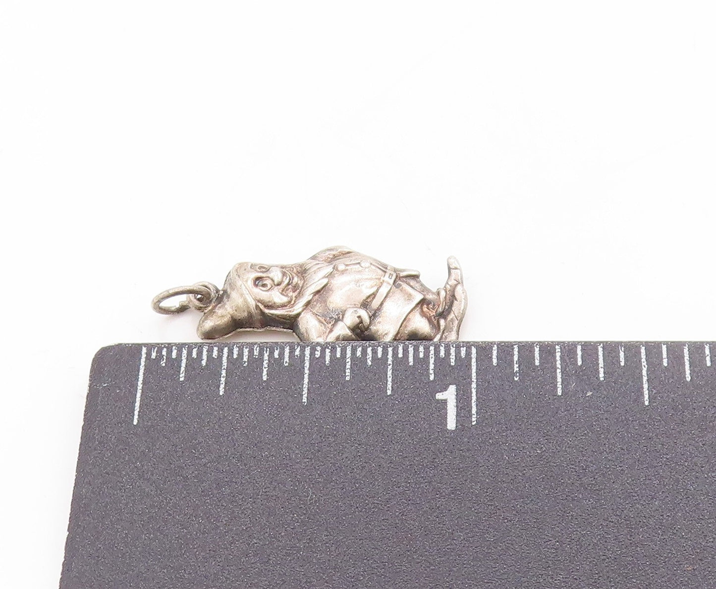 925 Sterling Silver Vintage Pendant 3D Fairy Tale Garden Gnome Charm  PT25127