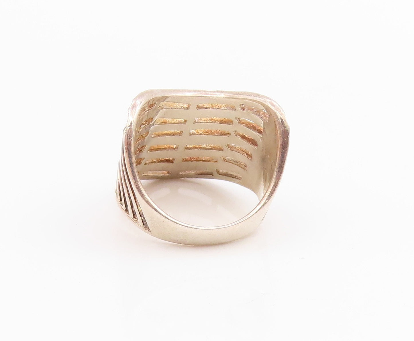 925 Sterling Silver Vintage Ring Etched Multi Row Wavy Curve Band  Sz 7  RG34496