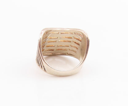 925 Sterling Silver Vintage Ring Etched Multi Row Wavy Curve Band  Sz 7  RG34496