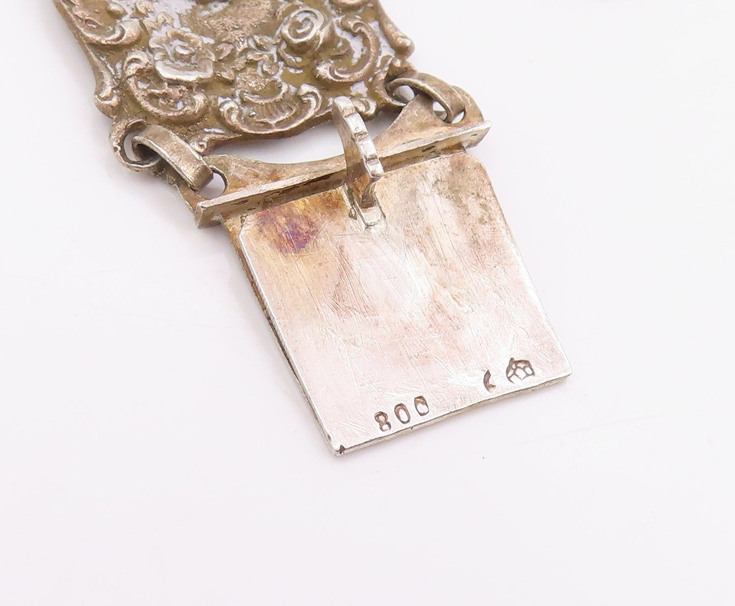 925 Sterling Silver Vintage Bracelet GERMANY Antique Scroll Panel Link BT11947
