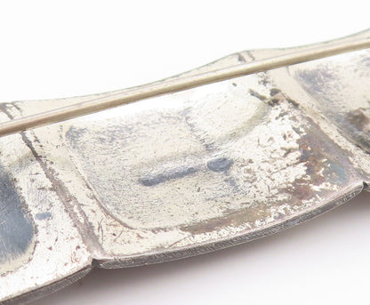 925 Sterling Silver Vintage Brooch Dark Tone Peruvian Storyteller Panel  BP11636