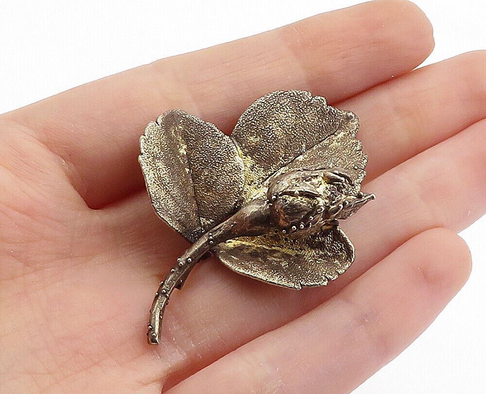 FLORA DANICA DENMARK 925 Silver  Vintage Sculpted Flower Brooch Pin  BP2667