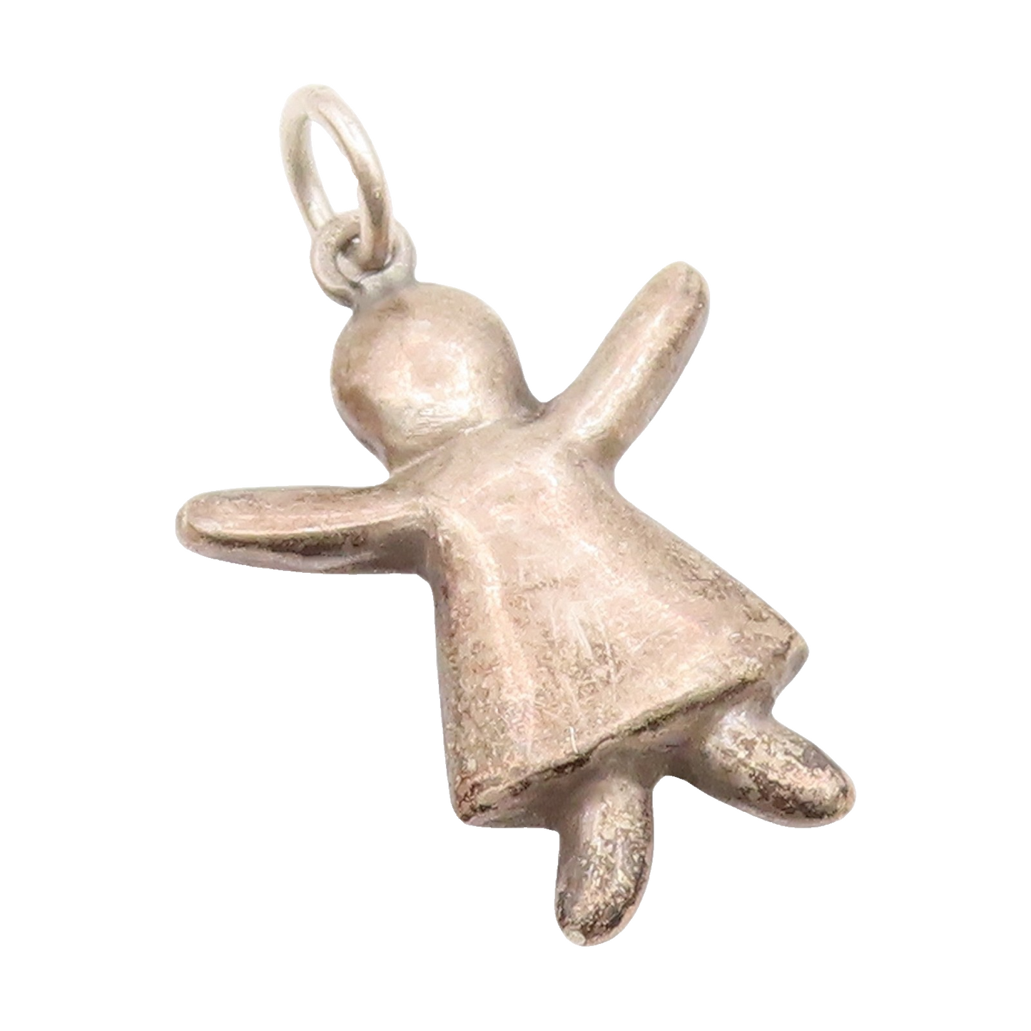 925 Sterling Silver Vintage Dark Tone Petite Girl in Dress Pendant  PT16458