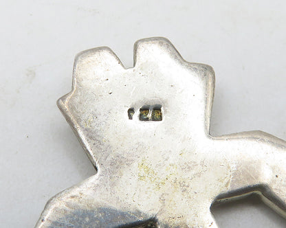 925 Sterling Silver  Vintage Shiny Holding Hands Unity Brooch Pin  BP7542