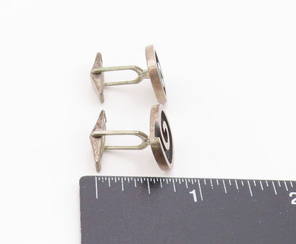 FI 925 Sterling Silver  Vintage Oxidized Spiral Design Cufflinks  TR3170
