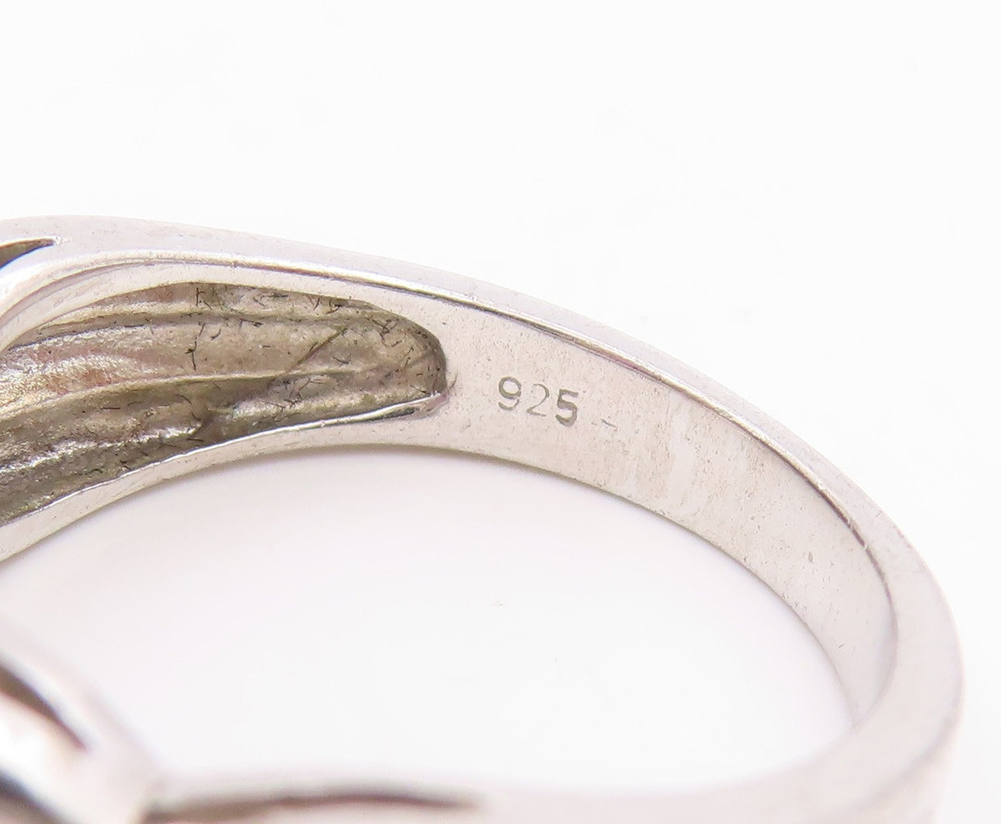 925 Sterling Silver Vintage Ring Pear Cut Amethyst Statement Band  Sz 7  RG35932