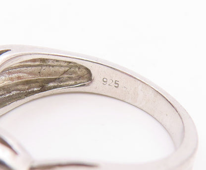 925 Sterling Silver Vintage Ring Pear Cut Amethyst Statement Band  Sz 7  RG35932