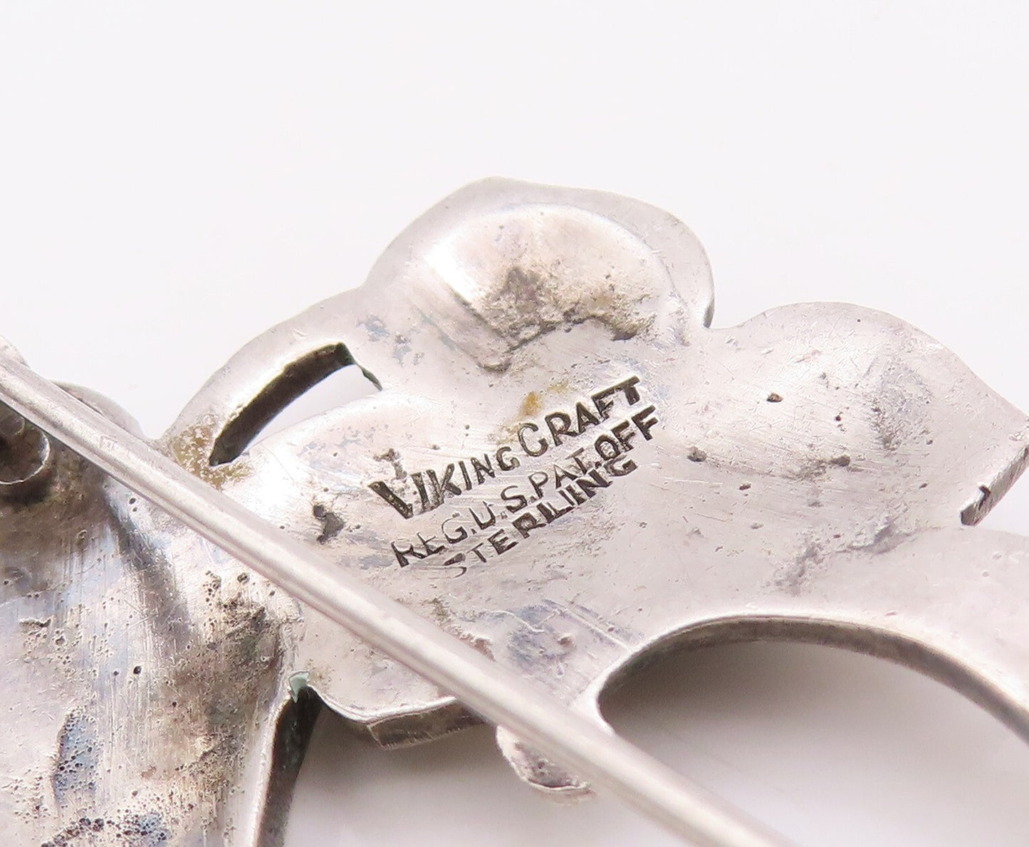 925 Sterling Silver Vintage Brooch Pin VIKING CRAFT Antique Floral Cut  BP11203