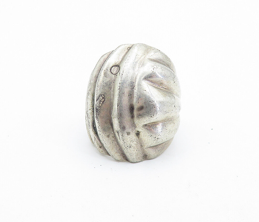 MEXICO 925 Silver  Vintage Scalloped Fluted Design Dome Band Ring Sz 6  RG6980