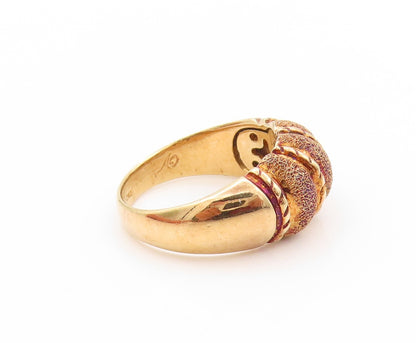 925 Sterling Silver Vintage Ring Gold Plated Domed Grooved Design  Sz 9  RG32817