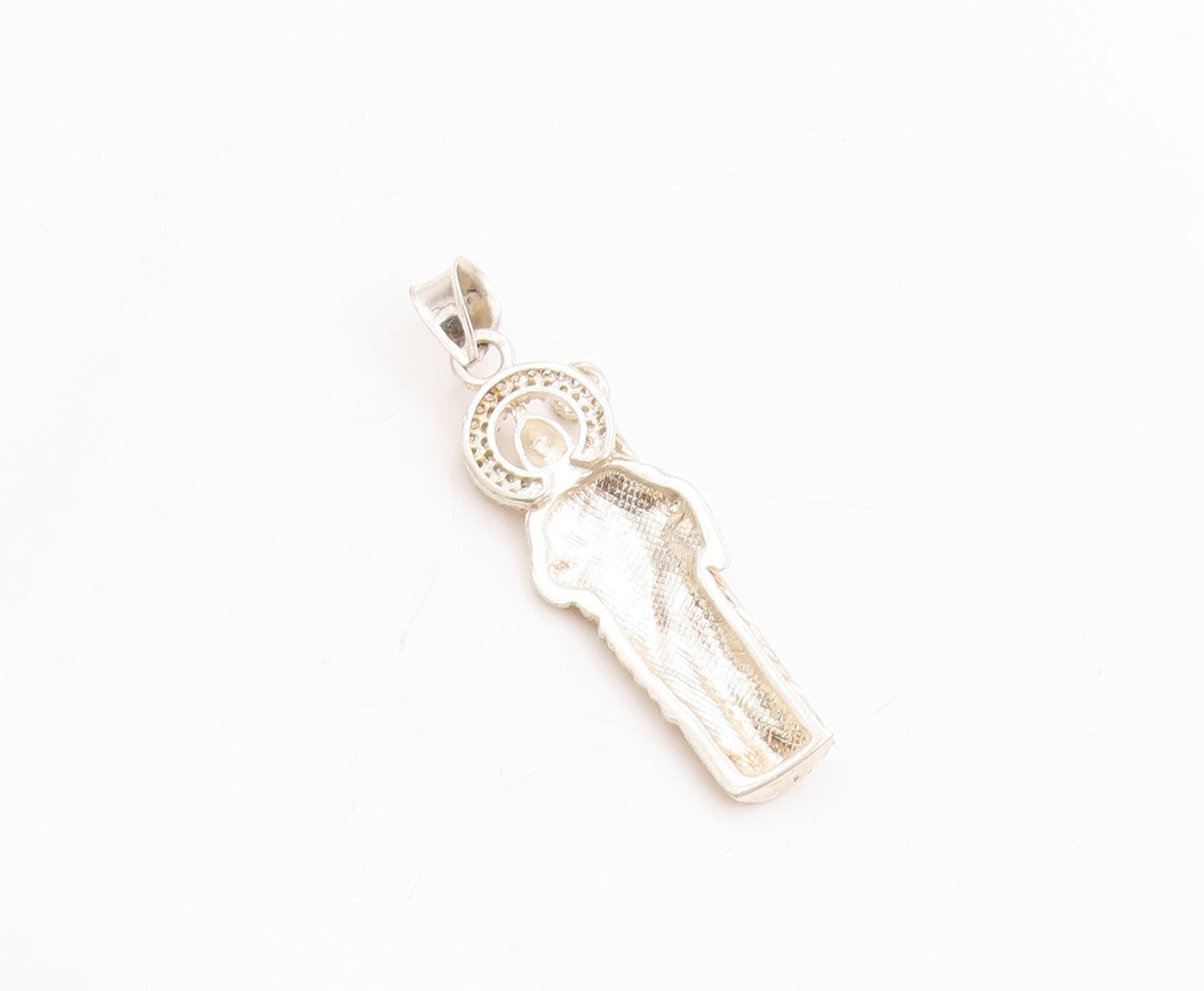 925 Sterling Silver Vintage Pendant Round CZ Jesus Religious Design  PT24759
