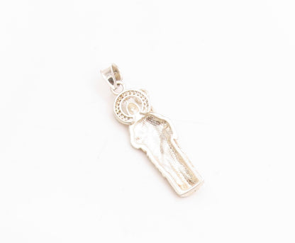 925 Sterling Silver Vintage Pendant Round CZ Jesus Religious Design  PT24759