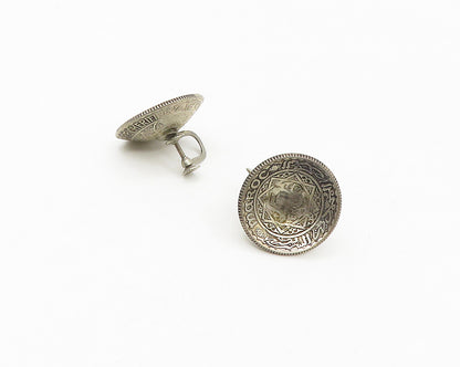 925 Sterling Silver   Vintage Moroccan Coin Non Pierce Earrings  EG8923