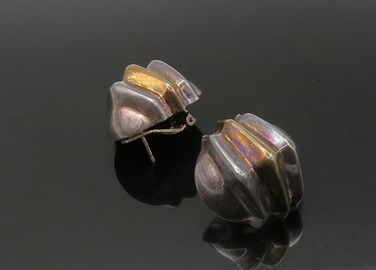 925 Sterling Silver  Vintage Dark Tone Hollow Non Pierce Earrings  EG10821
