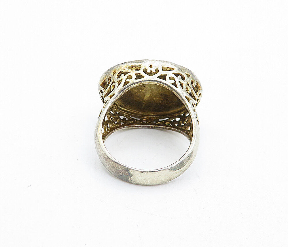 SETA 925 Sterling Silver  Vintage Hammered Oval Dome Cocktail Ring Sz 9 RG5322