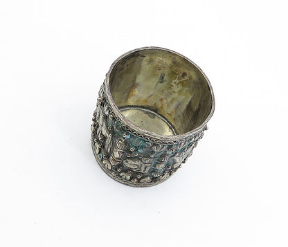 925 Sterling Silver  Vintage Antique Ornate Egyptian Pattern Cup  TR1173