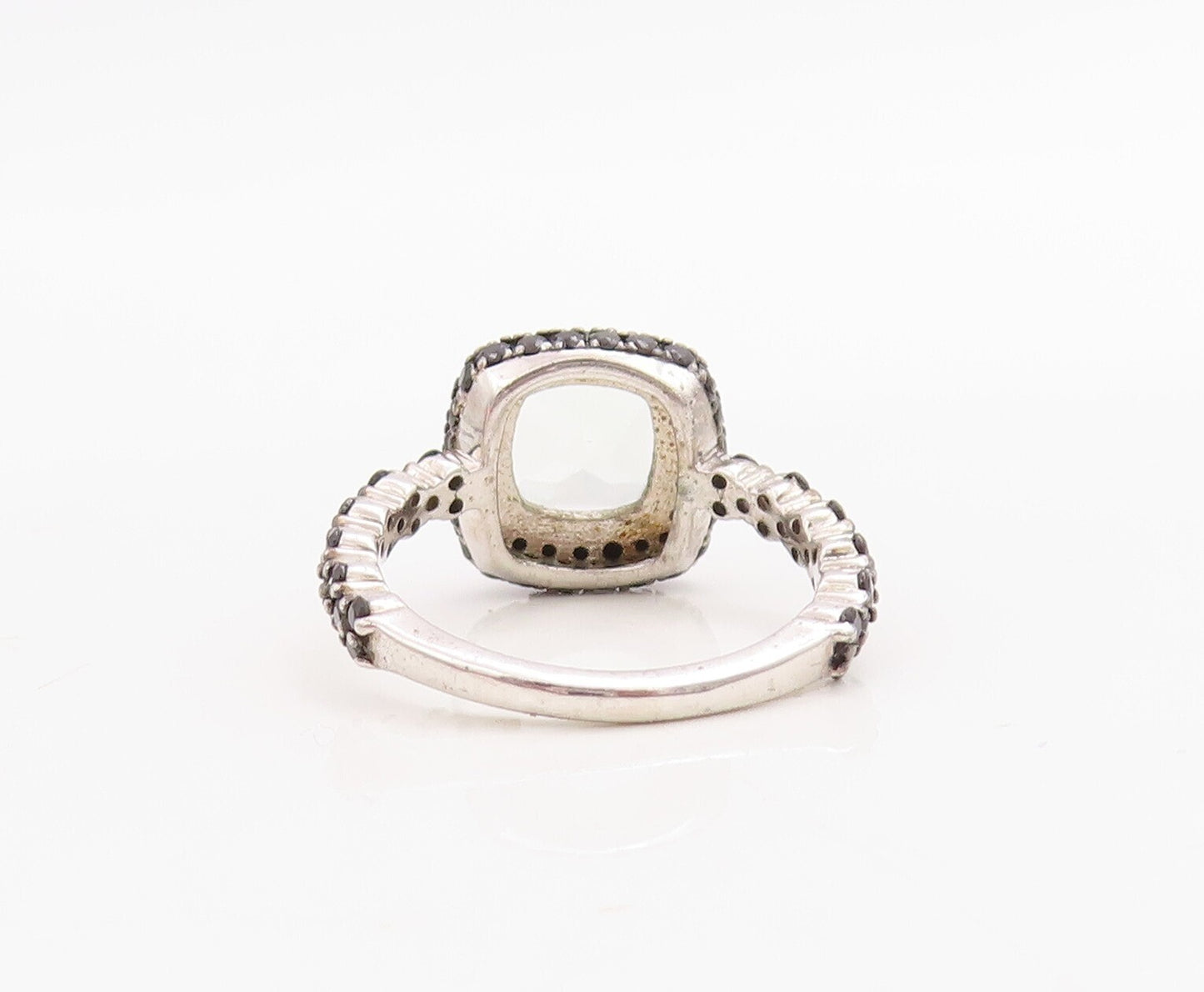 925 Sterling Silver Vintage Ring Square Green Amethyst Halo Spinel  Sz 7 RG30736