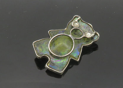 925 Sterling Silver  Vintage Modernist Teddy Bear Motif Pendant  PT15901